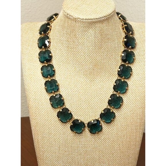J. Crew Square Faceted Opaque Rhinestone Necklace in Green - Picture 3 of 6